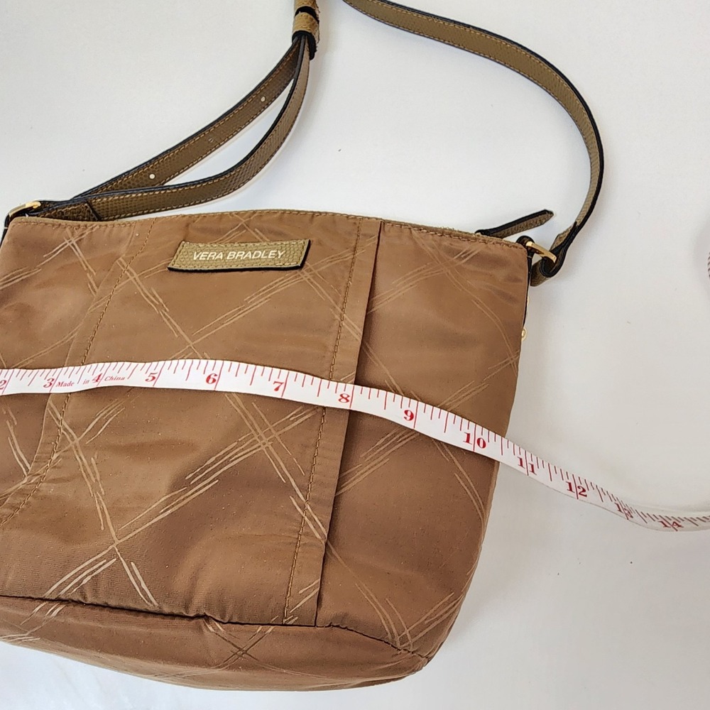 Vera Bradley Preppy Poly Crossbody Bag Tan Diamond Pattern Toast Bag - Picture 8 of 12